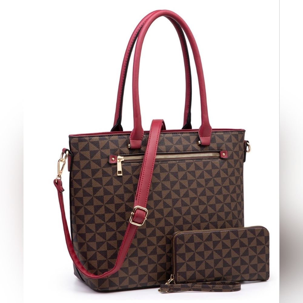 2-in-1 Monogram Shopper Tote And Wallet Set